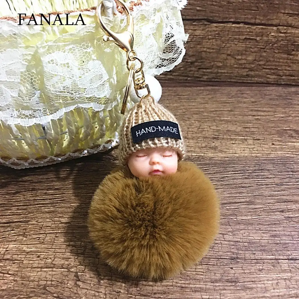 1PCS New Plush Doll Key Chain Cute Sleeping Baby Pendant Key Chain