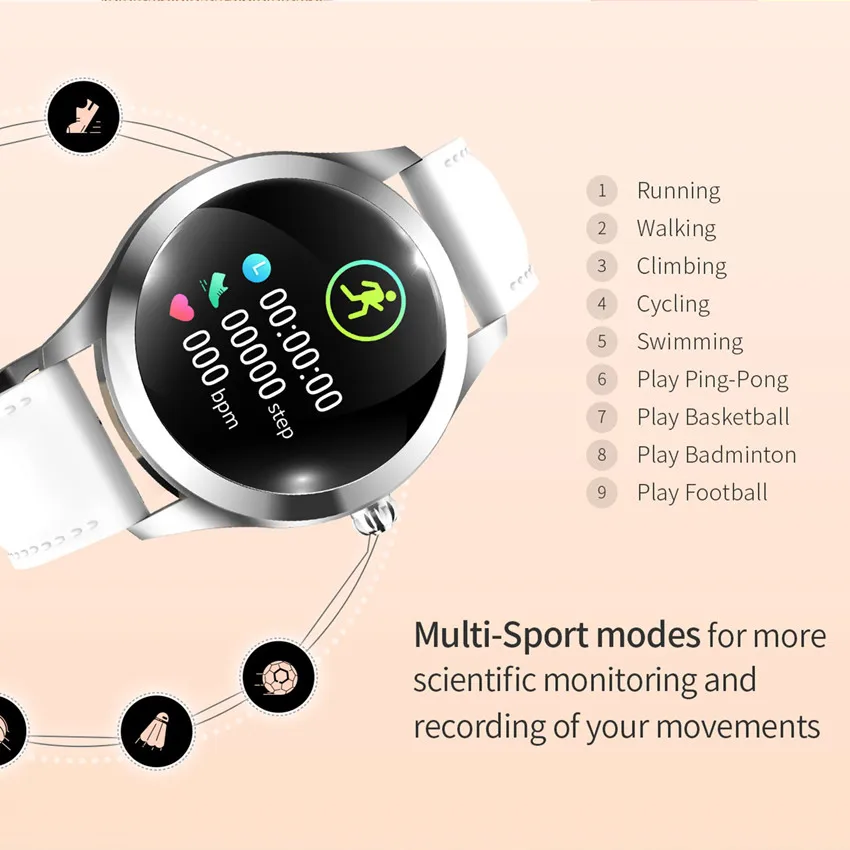 ASKMEER KW10 Смарт-часы для женщин IP68 Водонепроницаемые спортивные Смарт-часы для IOS Android монитор сердечного ритма во время сна фитнес-браслет