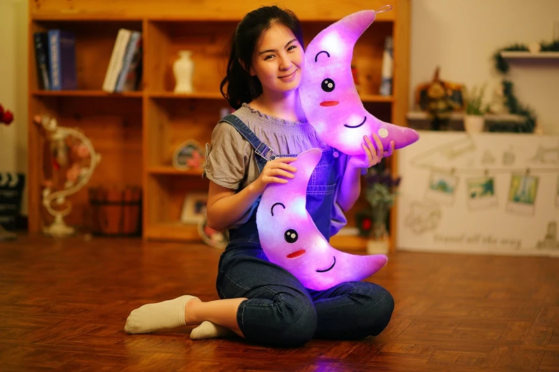 Bonito de Pelúcia Brinquedos de Pelúcia Decoração de Natal Presentes para Crianças Light-up Travesseiro Macio Dormir Pillowhome Meninas Crianças Brinquedos Lua 7 Bonito de pelúcia light-up brinquedos de pelúcia