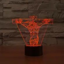 Иисус на кресте Форма украшения дома 3D почти атмосфера Спальня Иллюзия ночника 7 цветов изменить прикроватный свет