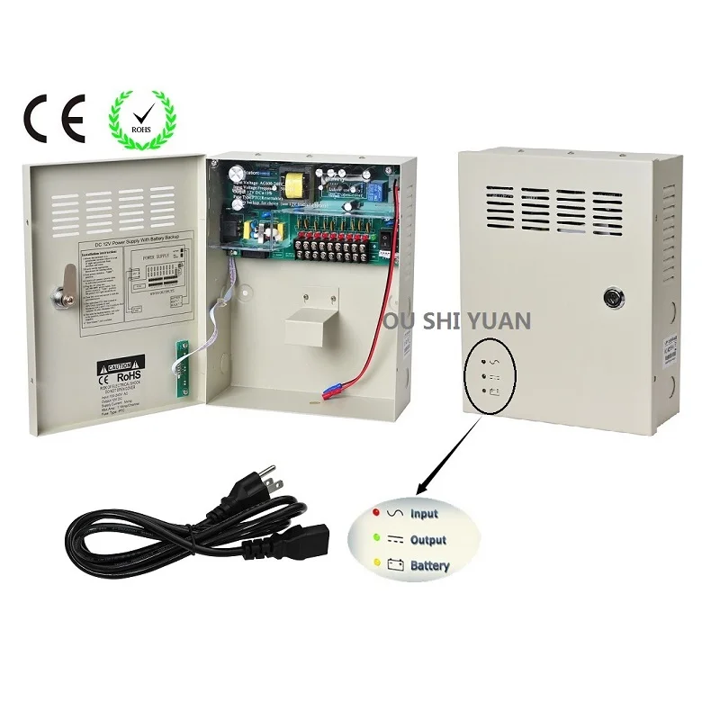 

CCTV Power Supply DC12v 5A 9Channel Power Box UPS Functions, Support DC12V Battery CE ROHS For CCTV Camera/LED