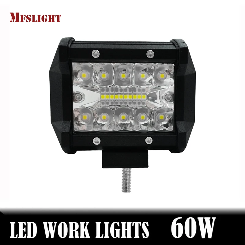 6.5Inch 48LED 4-Row Super Bright 144W Car Motorcycle Working Light Spot Beam DRL