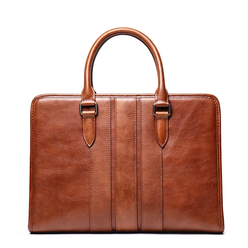 

Nesitu Vintage Brown Coffee Vegatable Tenned Genuine Leather A4 Office Men Briefcase Portfolio Business Messenger Bags M9272