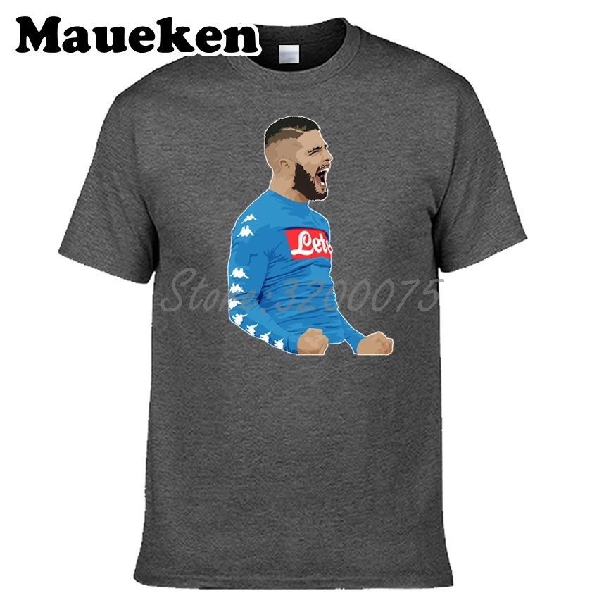 Мужская футболка Lorenzo Insigne 24 итальянская для фанатов Napoli Naples с круглым вырезом