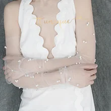 Бригады фотографии рук-связанные жемчуг длинные руки Свадебные рукава преувеличены Белый бейсбольная рубашка поло поддельные манжеты запястья