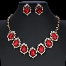 Jiayijiaduo, свадебное платье, ювелирный набор для гламура, Женские Ювелирные изделия с кристаллами, ожерелье, серьги, набор золотого цвета, подарок для девочки, дропшиппинг