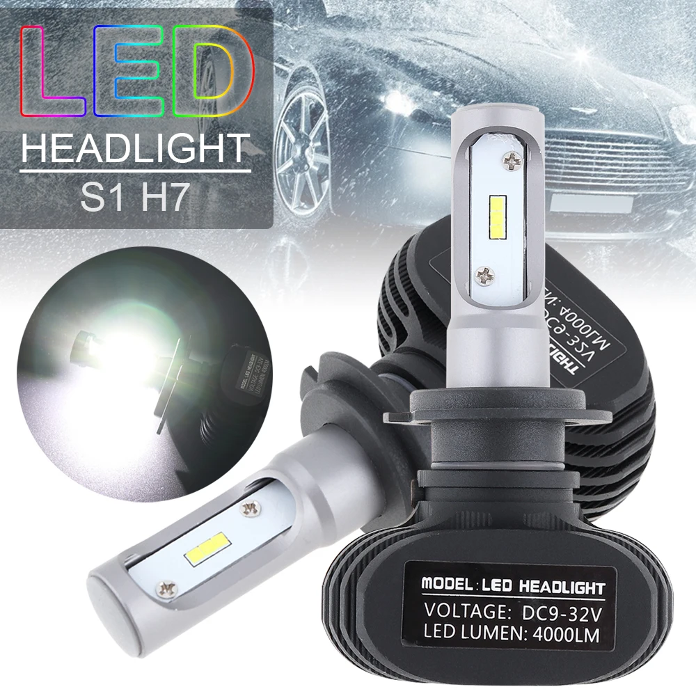 

2pcs Mini LED Auto Car Headlight Kit H7 S1 50W 8000LM 6000K CSP Automobile Fog Lamp Hi or Lo Light Bulbs for Car Vehicles