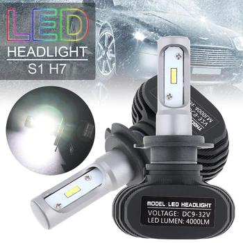 

2pcs Mini LED Auto Car Headlight Kit H7 S1 50W 8000LM 6000K CSP Automobile Fog Lamp Hi or Lo Light Bulbs for Car Vehicles