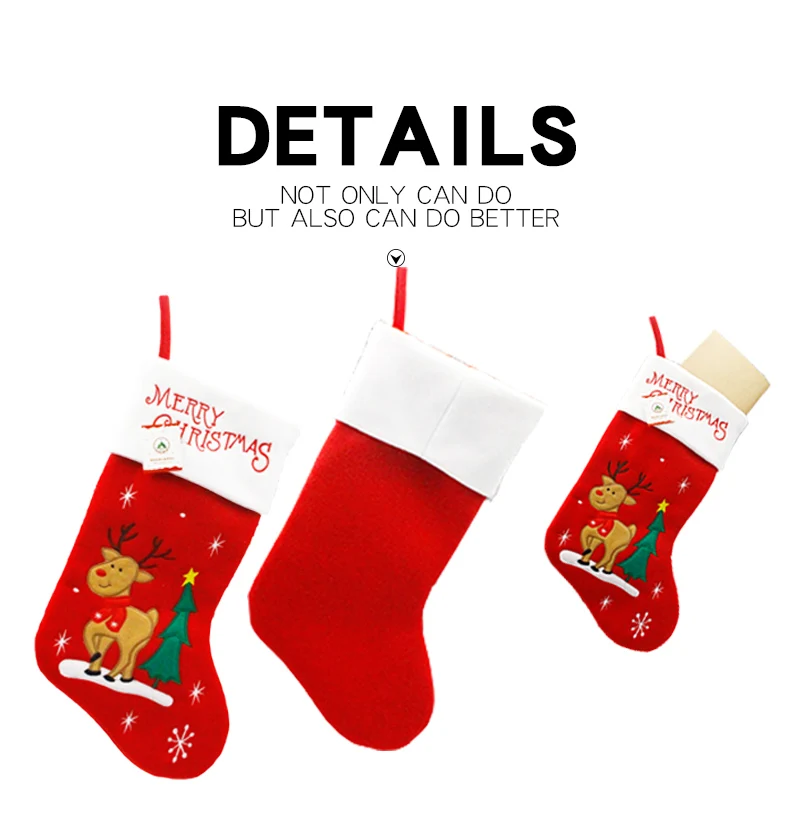08 inhoo 18 inch Christmas socks children Christmas tree decoration hanging socks Santa Claus Candy Bag Christmas gift bag Ornament