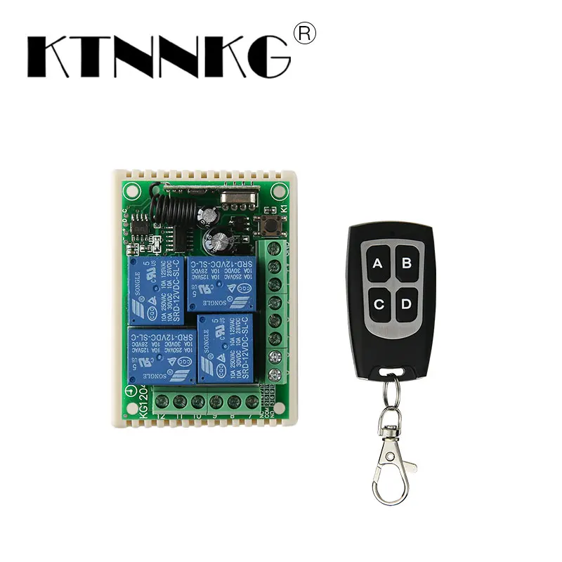

Universal 4CH wireless realay 433mhz rf remote control controller DC12V 10A transmitter recivers for indoor lighting lamp