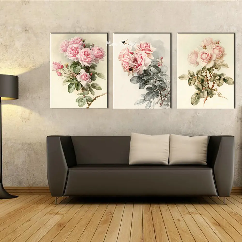 triptych Cheap modern canvas prints rose drawing picture large wall art printed painting set ...