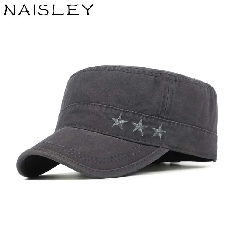 NAISLEY German Military Hats Classic Vintage Washed Cotton Hat 3 Star
