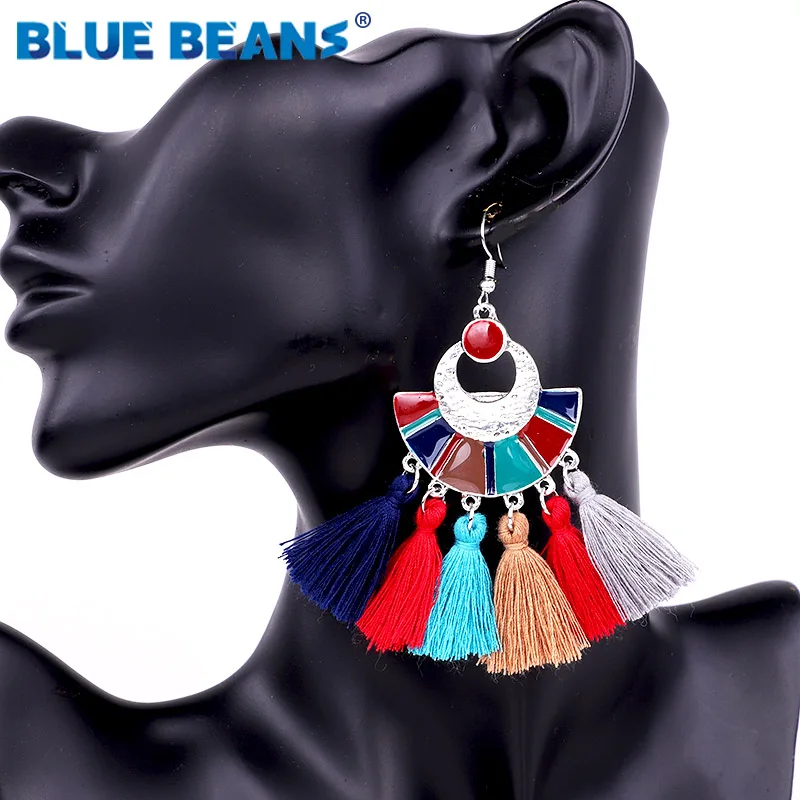 

Women earrings accessories handmade jewelry long earring korean fashion bohemian christmas boho yellow statement tassel gold new