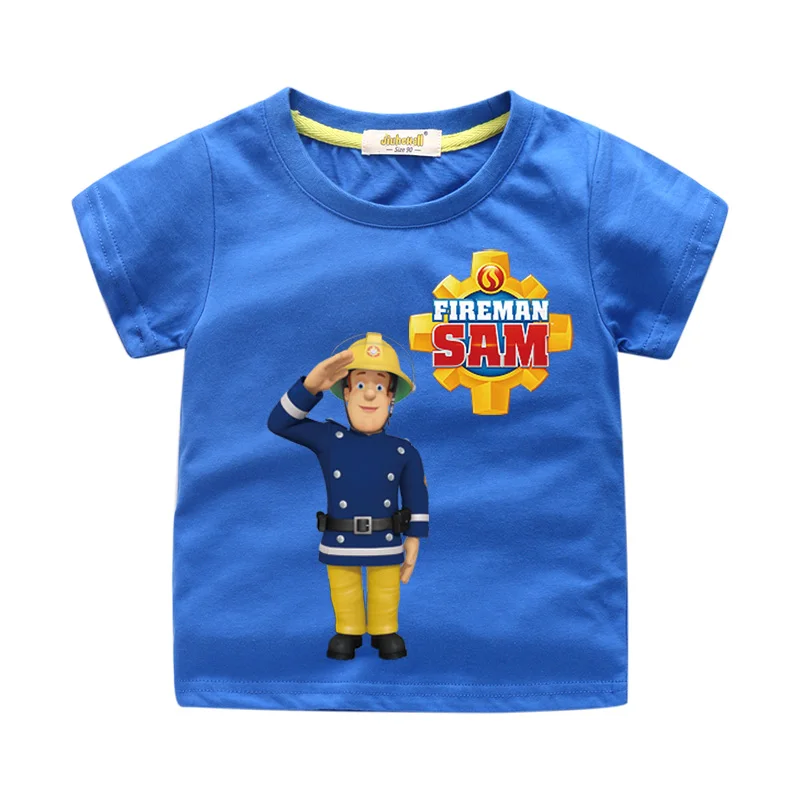 

Baby Summer Cotton T-shirt Clothes Boy Cartoon Fireman Sam Style Tee Tops Clothing For Girl Tshirts Children Shirt Costume WJ016