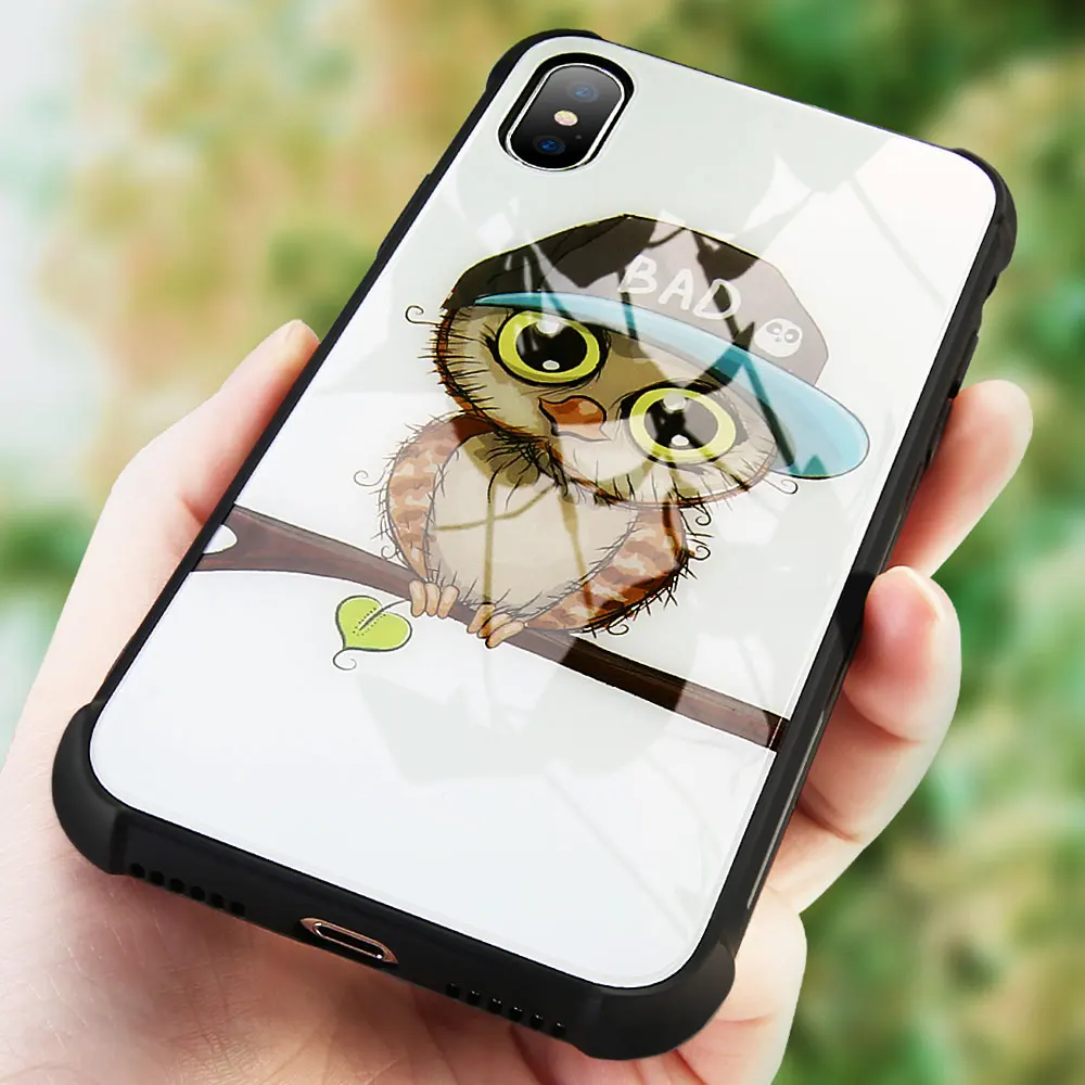 

Cute Unicorn Owl Flamingo Phone Case For iPhone X Case Luxury Hard Glass Soft Silicon Frame Fundas For iPhone 6 6s 7 Plus cases