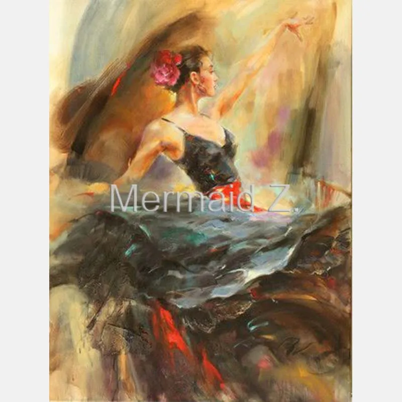 

Hand Painted High Quality Abstract Spanish Flamenco Dancer Living Room ArtworkOil Painting Canvas Wall Decoration Fine Art