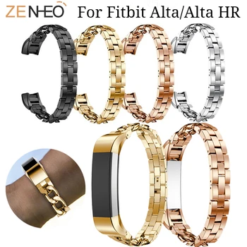

Stainless Steel Watchband For Fitbit Alta/Alta HR Wrist Band Denim chain Replacement For Fitbit Alta Watches straps bracelet