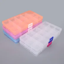 Boîtes de rangement en plastique à 15 fentes, emballage réglable, boîte à outils transparente, boîte de rangement artisanale, accessoires de bijoux
