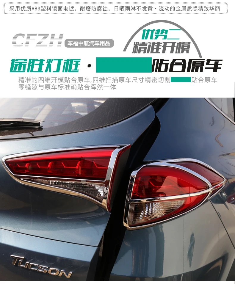 ABS Хром Задняя фара крышка фары Крышка Накладка для Hyundai Tucson 2015 2016 2017 2018