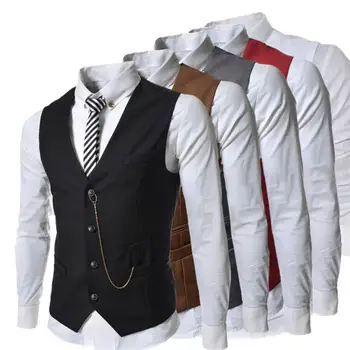 

New Sale Chaleco Hombre Gentleman Slim Fit Vest Spring Waistcoat Business Men Casual Mens Vests Stylish Waist Coat Hot Suit