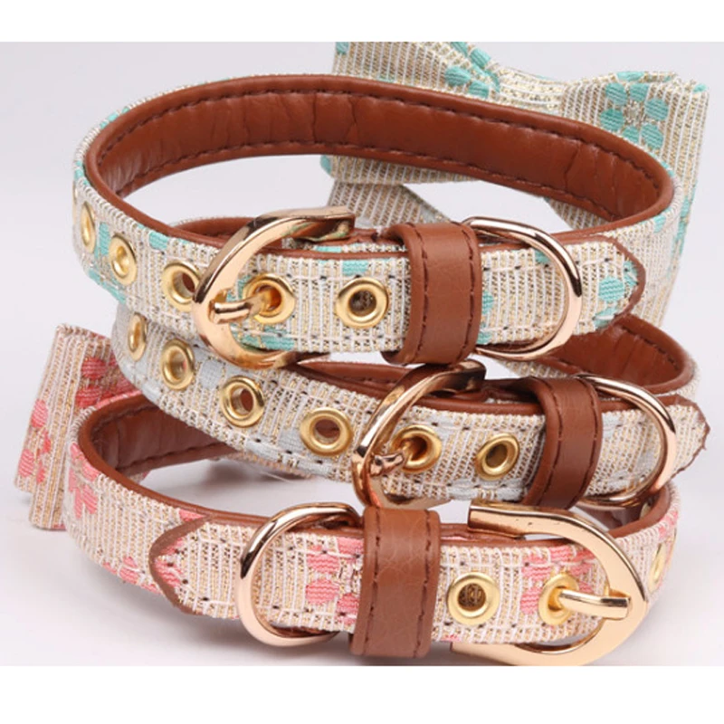 Cute Printing Floral Pets Dog/Cats Collar Soft PU Leather Adjustable Small/Medium Dogs Bow Tie Necklace Puppy Cats Bowknot Colla Cute Printing Floral Pets Dog/Cats Collar Soft PU Leather Adjustable Small/Medium Dogs Bow Tie Necklace Puppy Cats Bowknot Colla
