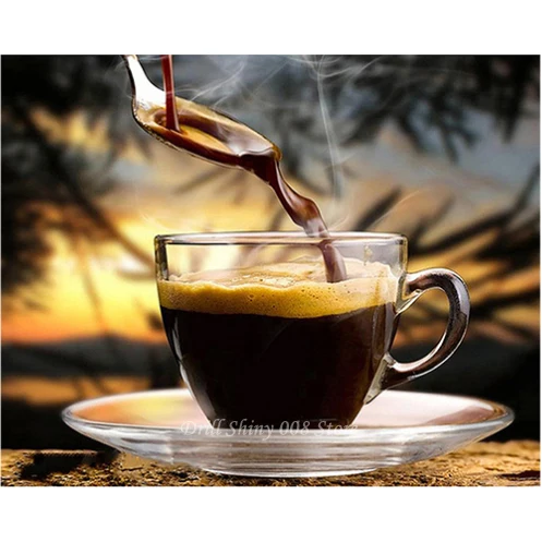 5D DIY Diamond Embroidery Coffee Scenery Diamond Painting landscape Cross Stitch Needlework Home Decor Round drill gift