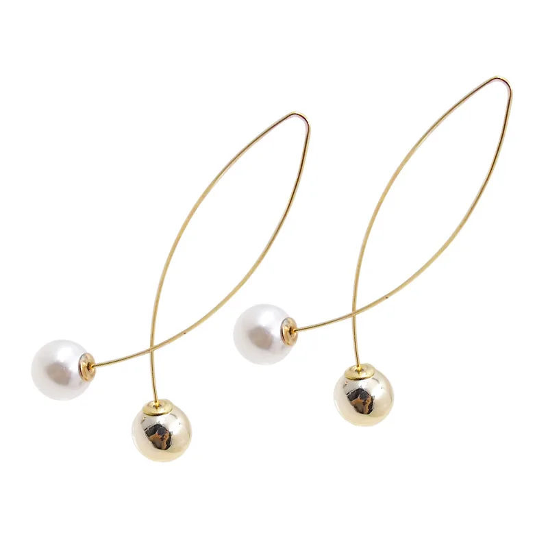 2018 New Cross Imitation Pearl Earrings Long Simple Fashion Earrings Women Wedding Jewelry Boucles D'oreilles Pour Les Femmes - Image 5