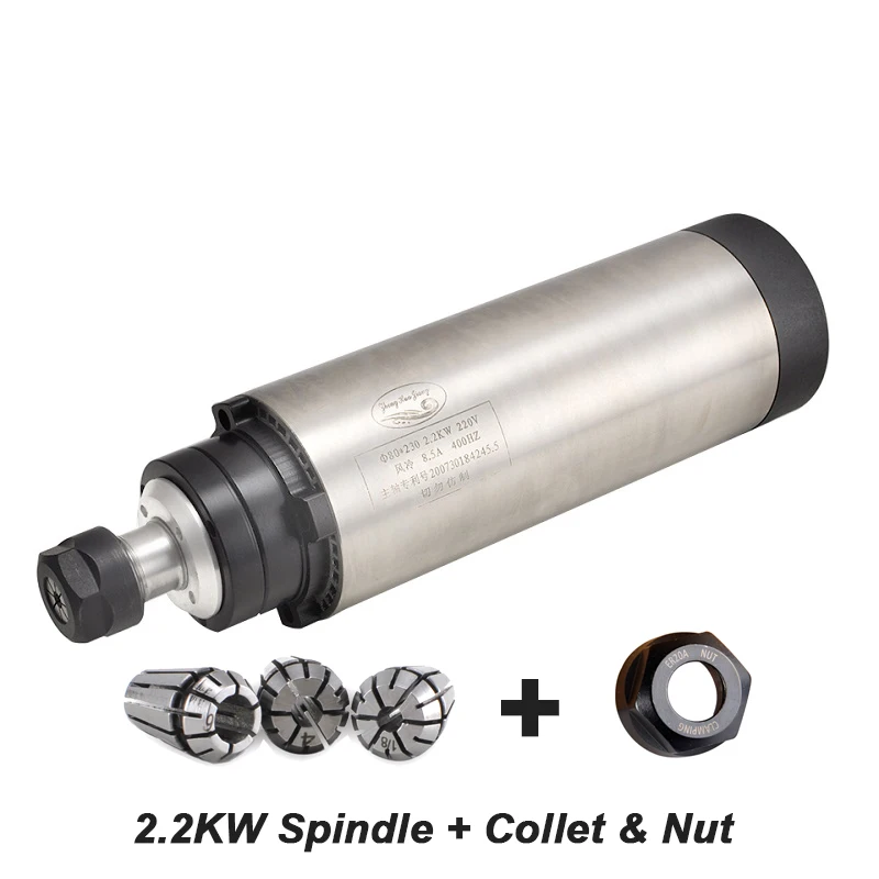 

CNC Spindle 2.2KW 220V/110V Air Cooled Spindle Motor 80MM ER20 Machine Tool Spindle 4 Bearings Router Tools For Milling Engraver