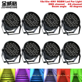 

Free Shipping 8pcs/lot Indoor 18x10w 4IN1 LED Flat Par RGBW Led Par Color Mixing Wash Light Stage Uplighting KTV Disco DJ