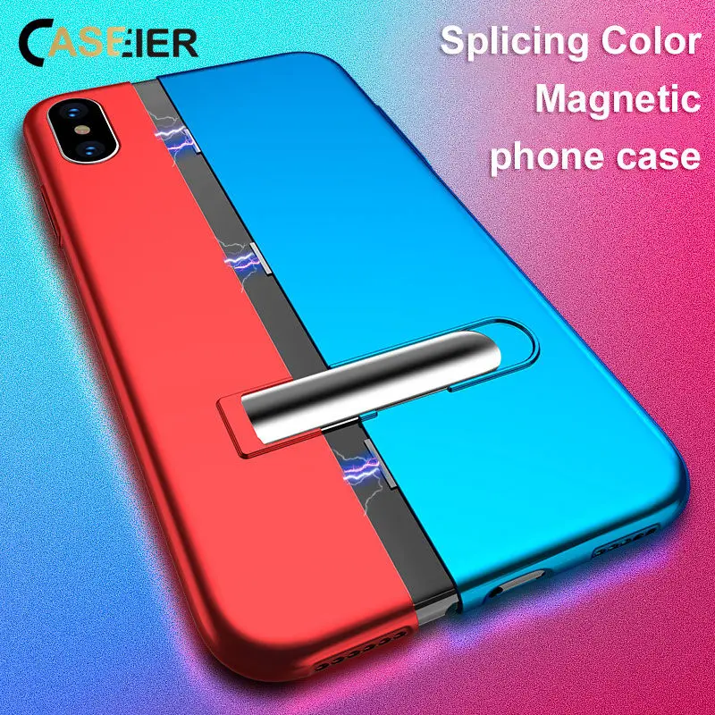 Caseier цветной магнитный чехол для телефона iPhone XS Max XR X Задняя стеклянная 8 7 6 6s Plus