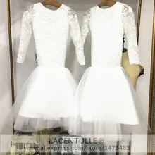 Платье годе из тюля с длинными рукавами и цветочным узором для девочек