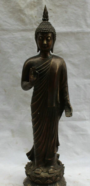 

JP S0524 29" Tibet Buddhism Copper Stand lotus Thailand Ayutthaya Maitreya Buddha Statue (B0328)