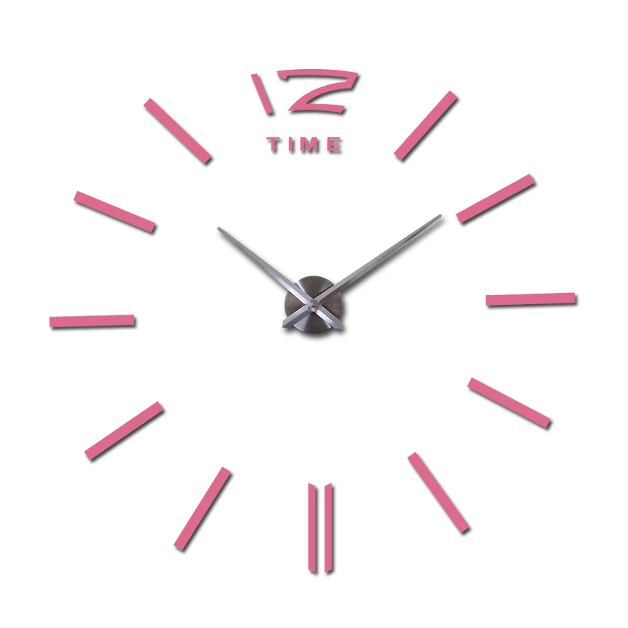 Новые Настенные часы акриловые зеркальные diy часы кварцевые часы для дома grote wandklok 3d современные наклейки для стены в гостиной - Цвет: Розовый