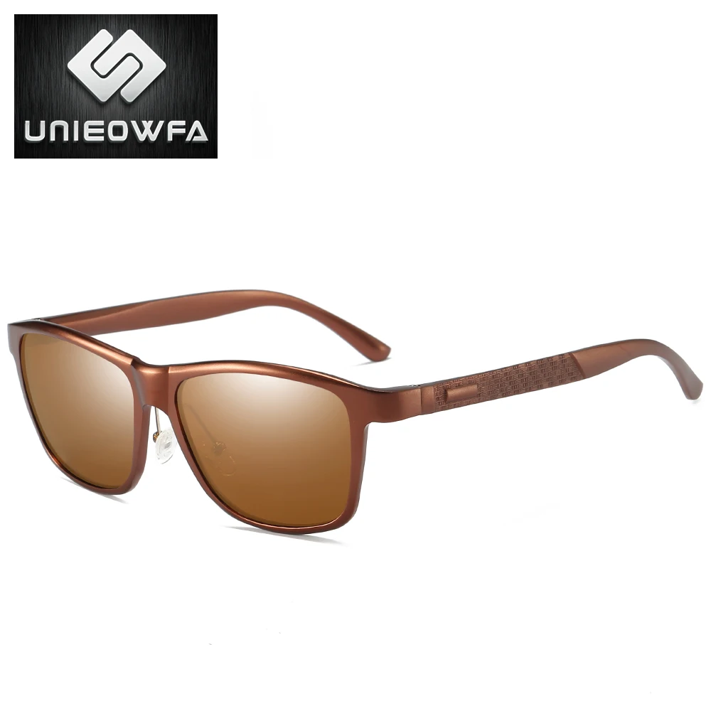 Мужские солнцезащитные очки UNIEOWFA высокого качества из алюминиево-магниевого сплава, мужские поляризованные солнцезащитные очки HD для вождения, мужские солнцезащитные очки Polaroid, квадратные черные - Цвет линз: C14