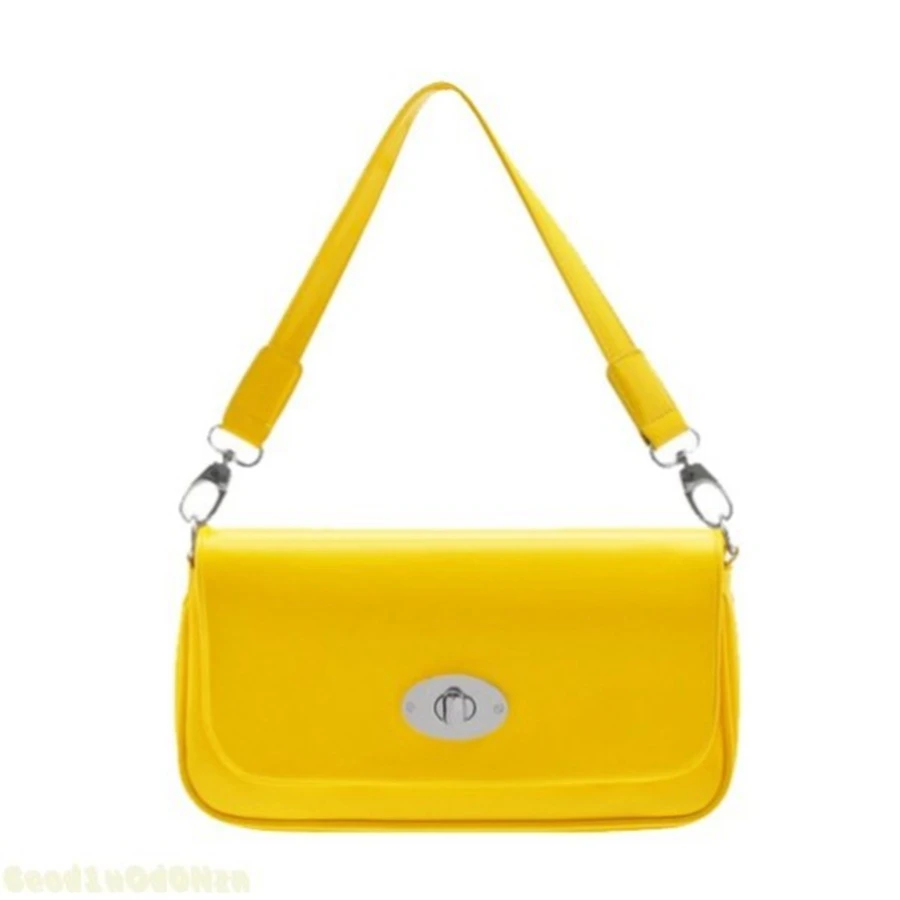 Por Little Shoulder Bag 2017 Brand Women Handbag Clutch Shoulder Bag Yellow Little Handbags Small Patent Leather Tote