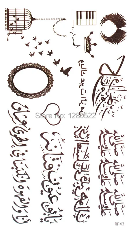 

5sheets 12models for choose Waterproof Temporary Brown Arabic Tattoo Tatuagem Sticker Women Body Art