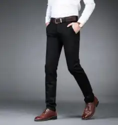 Осенние повседневные брюки мужские прямые черные стрейч деловые молодые мужские брюки -- 137