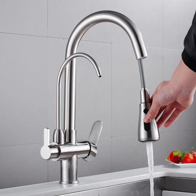 Azeta Pull Down кухонный кран torneira cozinha фильтр для воды 3 способа смеситель раковины