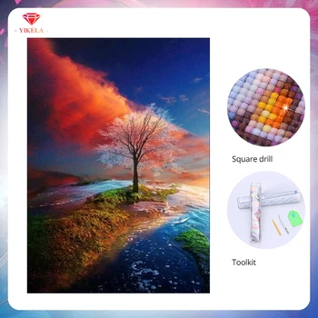 

YIKELA 5D Mosaic Painting Wall Sticker Cross Stitch Full Diamond Embroidery Diamond Painting DIY Home Decoration Accessories