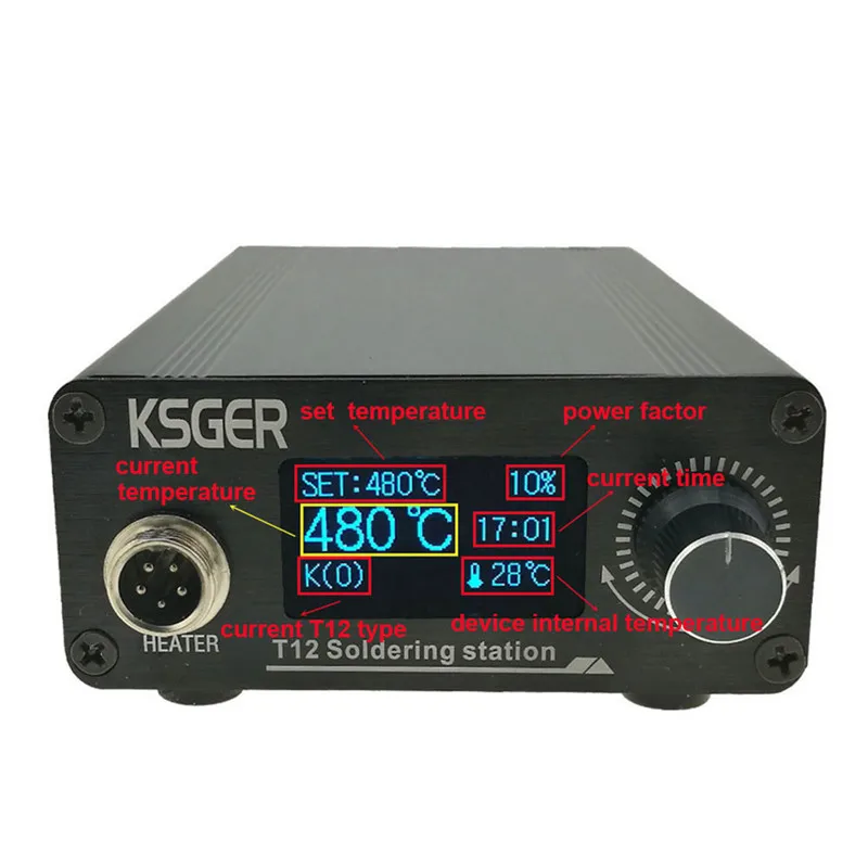 KSGER 110-240V V2.01 STM32 OLED T12 цифровая паяльная станция контроллер температуры прочный