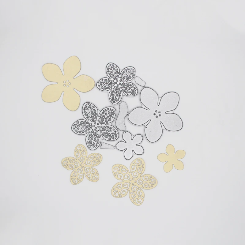 

4 Pcs Hollow Flower and flower Metal Cutting Dies DIY Scrapbooking Album Decoration Embossing Paper Card Craft 107*110 mm