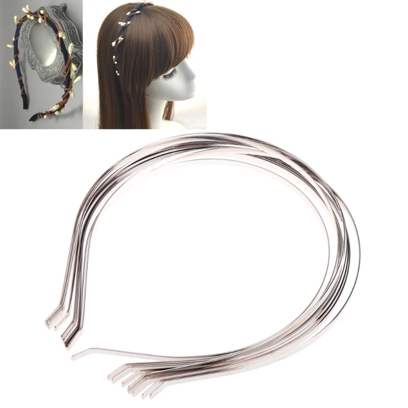 

10 Pcs Brief Head Band Silver Hair Band Accessories Base Findings With DIY Cover