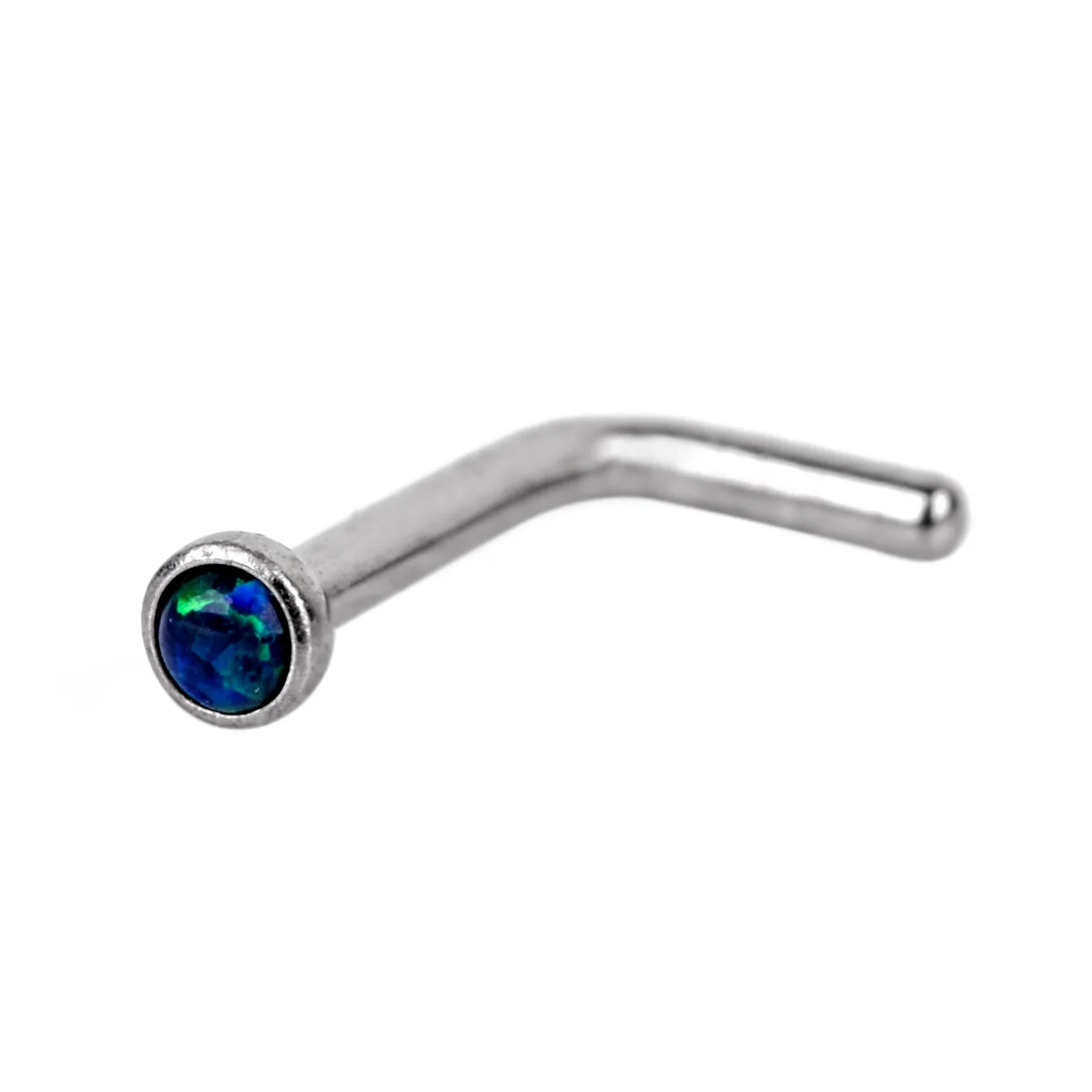 1pc Crystal Opal L Shaped Nose Stud Ring Punk Style Lip Ring Women Surgical Steel Nose Cartilage Stud Body Piercing Jewelry