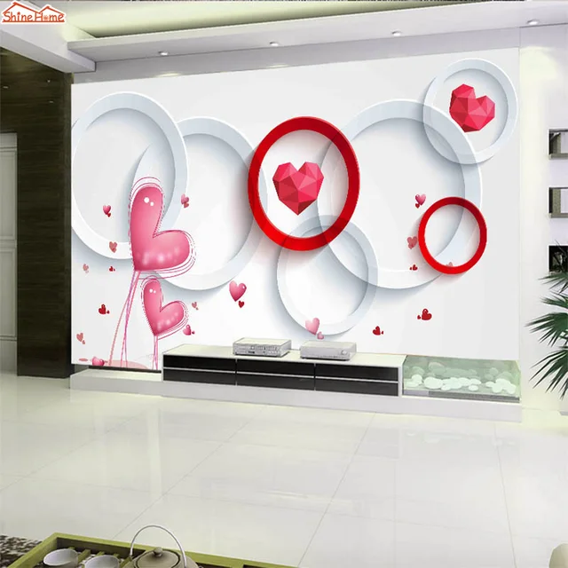 ShineHome 3d Liebe Rotes Herz Floral Wohnzimmer Hintergrund ... ShineHome 3d Liebe Rotes Herz Floral Wohnzimmer Hintergrund ...