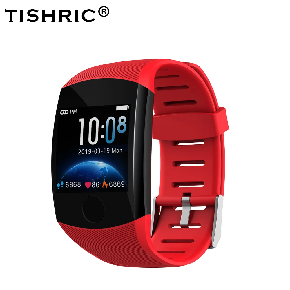 TISHRIC Q11 Смарт-часы Водонепроницаемый Фитнес-браслет монитор сердечного ритма сенсорный экран OLED Pulsera Inteligente трекер активности - Цвет: TSR502-Red