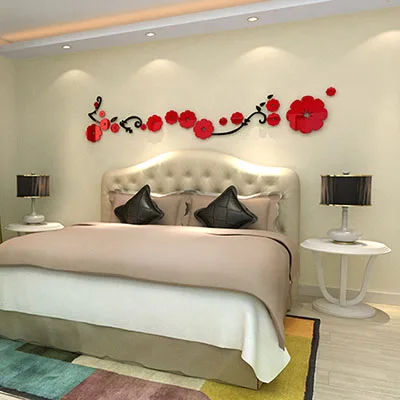 

Bunches of flowers Acrylic 3D crystal wall stickers Living room sofa TV background wall wedding room decoration
