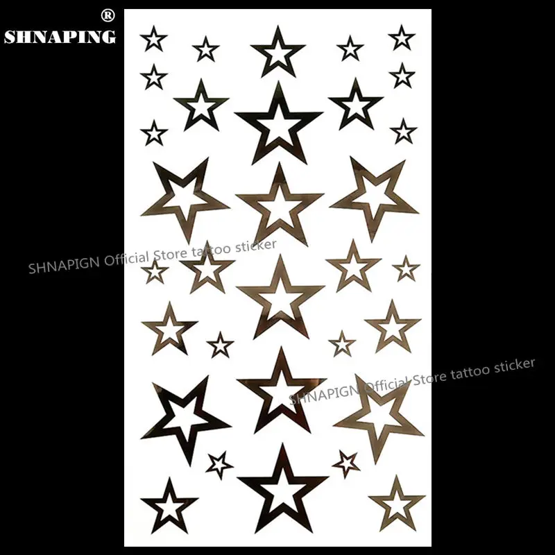 

SHNAPIGN Hollow black star Temporary Tattoo Body Art Arm Flash Tattoo Stickers 17*10cm Waterproof Fake Henna Painless Sticker