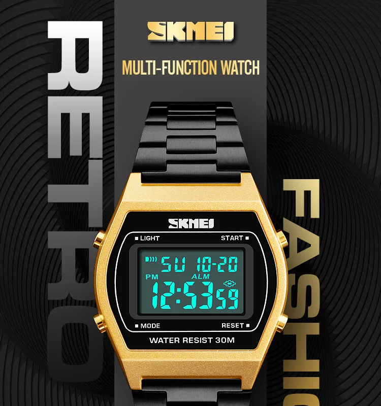 SKMEI 1328 Ladies Outdoor Sport Alloy Digital Watch Strap Business 12/24 Hours Digital