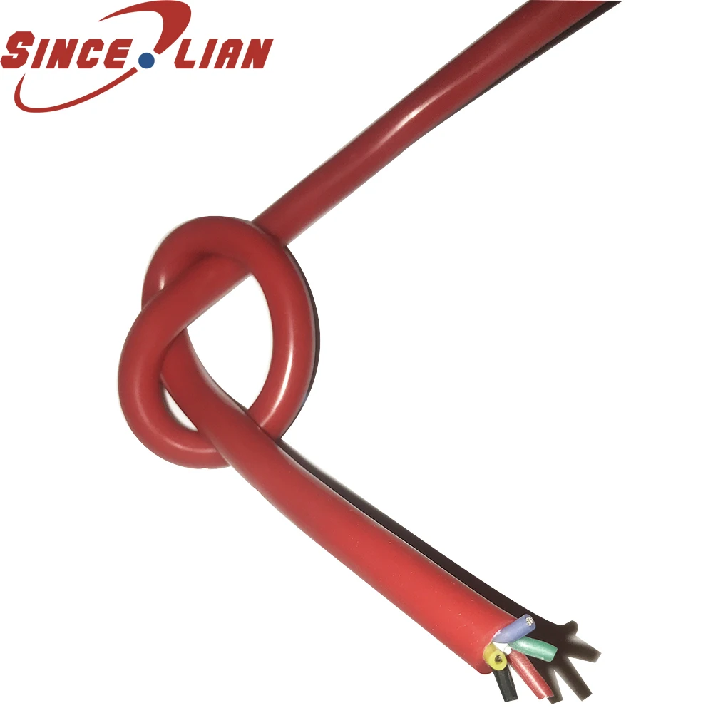 Специальный мягкий силиконовый провод 5-core 0,5 квадратных высоких и низких температур силового кабеля Оболочка Красный Луженая Медь-60-180 градусов кабель