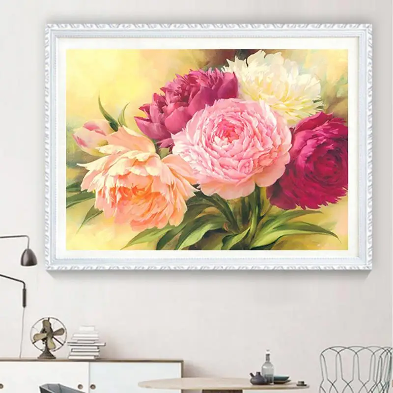 

5D DIY Diamond Embroidery peony flower Round Rhinestone cross stitch kits handmade embroider Wall Painting Christmas Gift